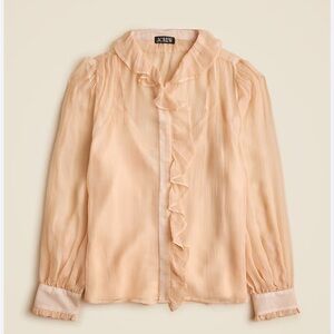NWT J.Crew Button Up Ruffle Blouse Nude | Women’s Size 8 / M